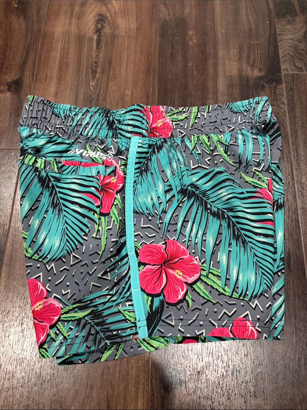 Virus, swim-shorts, small, 3” inseam, without liner.